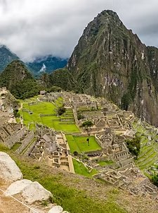 The ruins of Machu Picchu below Huayna Picchu